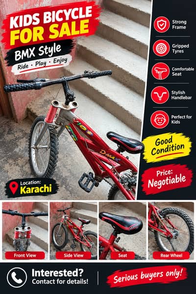  Kids Bicycle for Sale – Red BMX Style