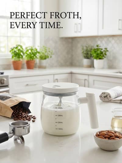 Electric Glass Milk Frother Jug (400ml)