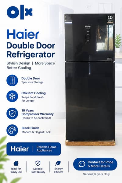 Haier Refrigerator Double Door – 10 Years Compressor Warranty