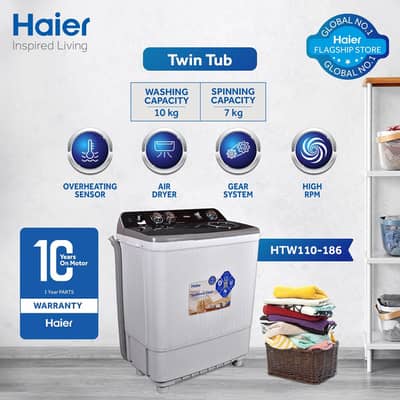 Brand New Haier Washing Machine HTW-110-186 (Twin Tub)