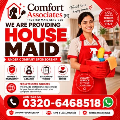 Maids / House Maids / cook / House chef / Baby Sitter maid available