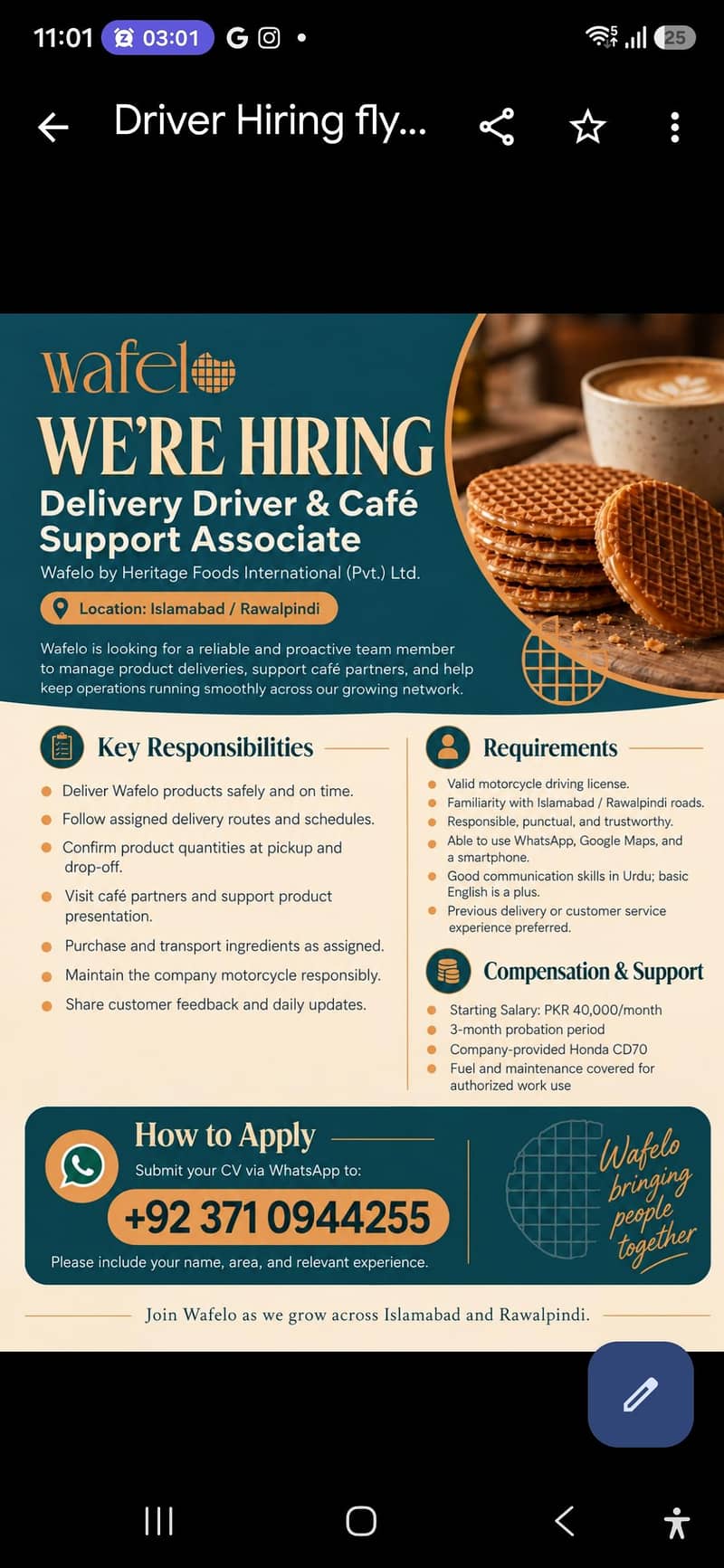 Delivery Driver and café support associate 0