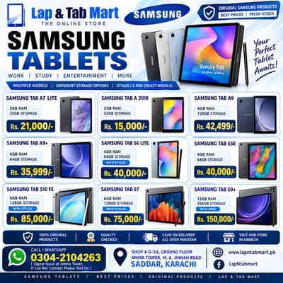 Samsung Galaxy Tablets | A7 Lite, A9+, S6 Lite, S7, S9+ & S10 FE