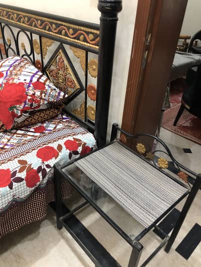 Double Iron Bed with side Tables and Mattress