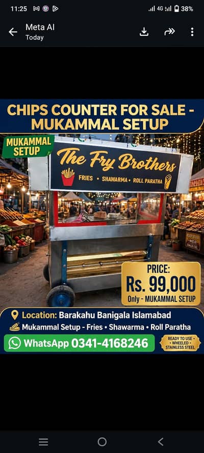 chips roll paratha showarma burger counter for sale