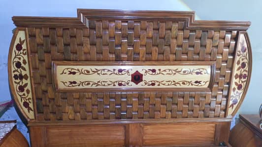 King Size Double Bed with Side Tables|Chinioti Basket Design