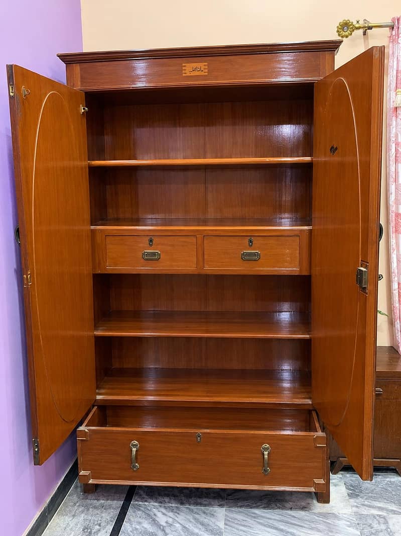 Antique solid teak wood wardrobe 1