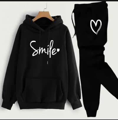 2 pcs woman stitched cotton tracksuit in black