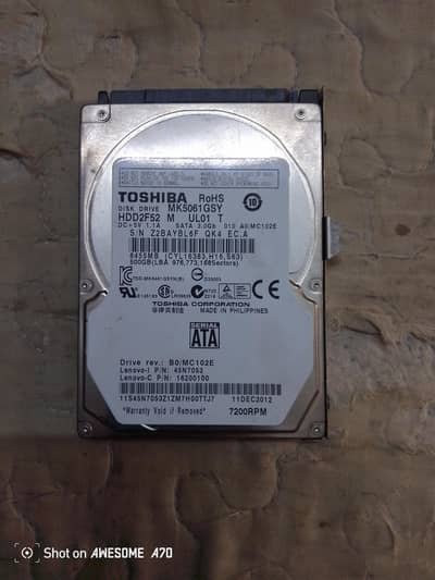 Toshiba  •  500 GB Laptop Hard Disk