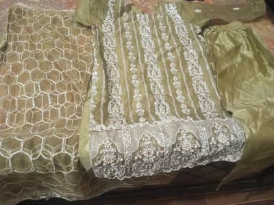 Olive Green Heavy Pearl Work Formal 3pc - Size Medium - Worn Once