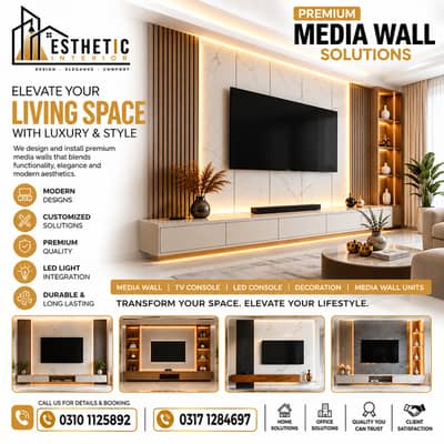 Media Wall - Led Wall - Led Console - Tv Wall - Modern Media Wall - Tv