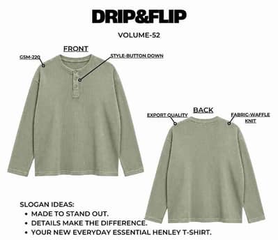 Medium size knit henly t-shirt green pasta and black color available