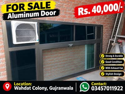 used aluminum door with glass and fan
