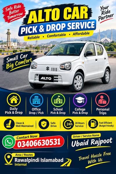 Suzuki Alto Available for Pick & Drop Service – Rawalpindi & Islamabad