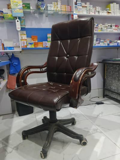 Office revolving Chair brown leather color