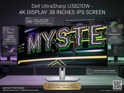 DELL ULTRASHARP U3821DW 38-INCH CURVED WQHD + MONITOR / LED FOR SALE
