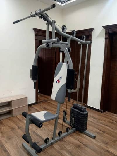 03335401216 oxygen branded multi gym home station bench lat pull down
