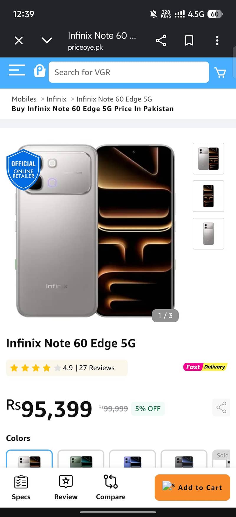 Infinix note 60edgh complete box 0