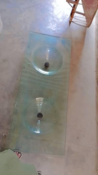 pure glass double sink