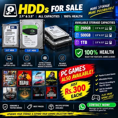 Hard drives availables all storages mix brands 100% health