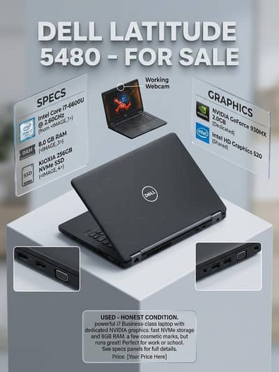 Dell Latitude 5480 – Core i7 6GEN, 8GB RAM, 256GB SSD, NVIDIA Graphics