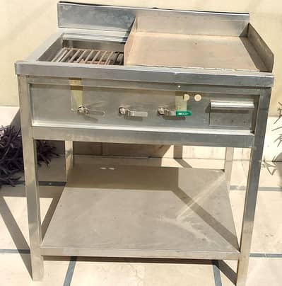 Heavy-duty  Stainless Steel Commercial BBQ Grill and Flat Top Griddle