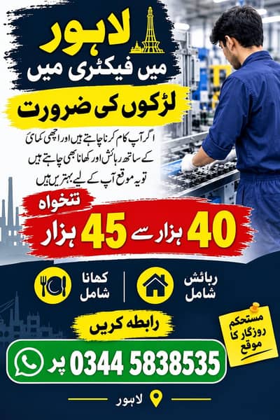 Factory Packing Jobs  available in Lahore