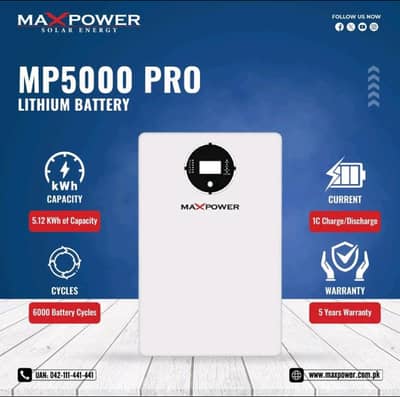 MAX POWER LITHIUM BATTERY 5.12 KWh of Capacity