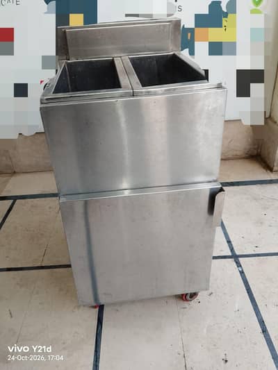Stainless Steel Commercial Double Compartment Food Warmer/ Deep Fryer