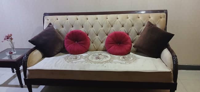 6-Seater Pure Sheesham Wood Sofa – Like Brand New