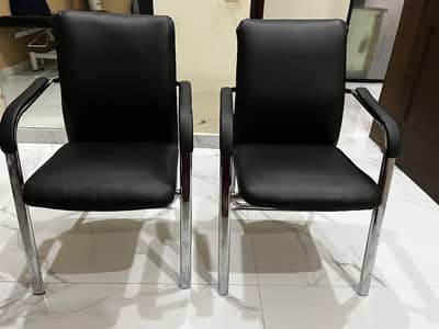 Set of 2 Black Office Chairs – Padded with Armrests
