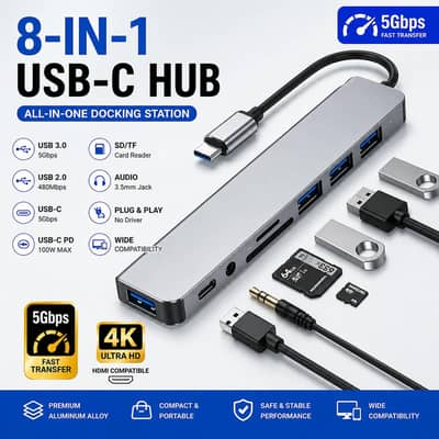 8 in 1 UsB C Hub Brand New