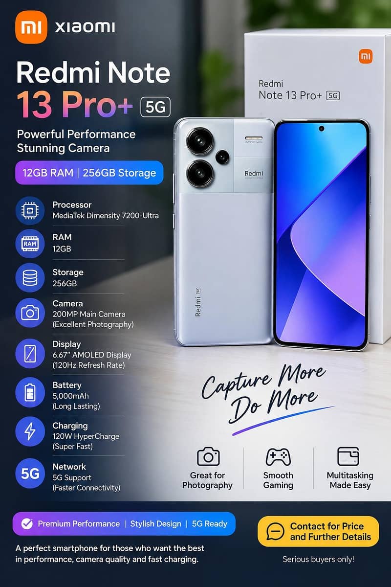 Xiaomi Redmi Note 13 Pro+ 12gb ram 256 gb storage - Mobile Phones ...