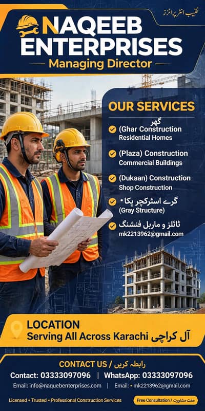 Karachi All Areas - Ghar Plaza Shop Construction - Naqeeb Enterprises