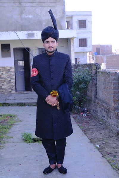 Black Groom Sherwani with Kulla and black suit for Sale - Lahore