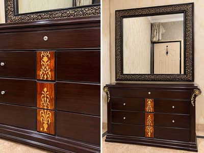 Beautiful Wooden Dressing Table with Large Mirror