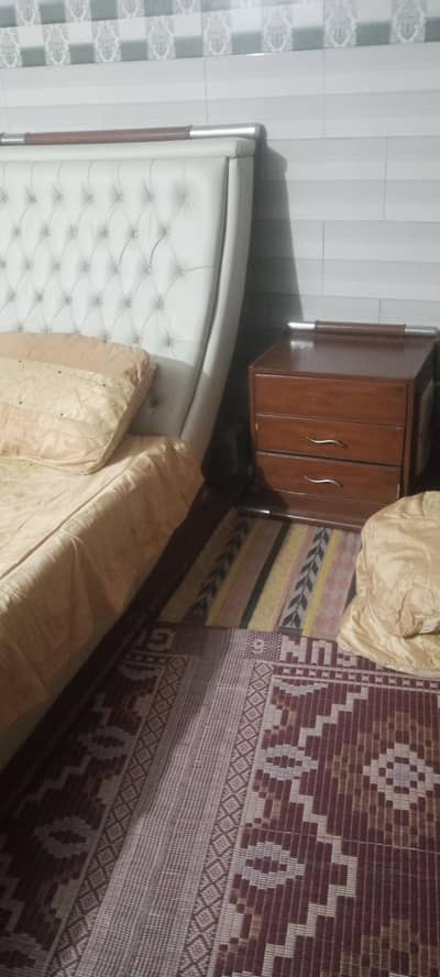 King Size Poshish Bed With 2 Side Tables