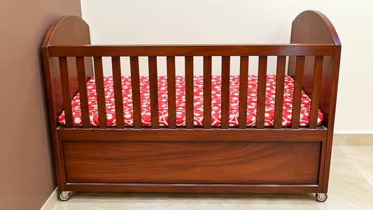 Wooden Baby Cot with Mattress | Baby Crib for Sale in Lahore
