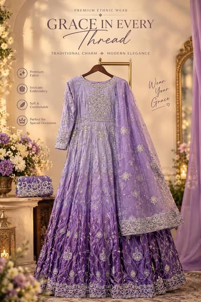 purple hand made costumise lehnga (Rehman Butique)