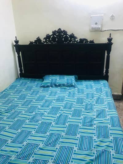 Wooden Double Bed with Mattress for Sale – Rs. 45,000