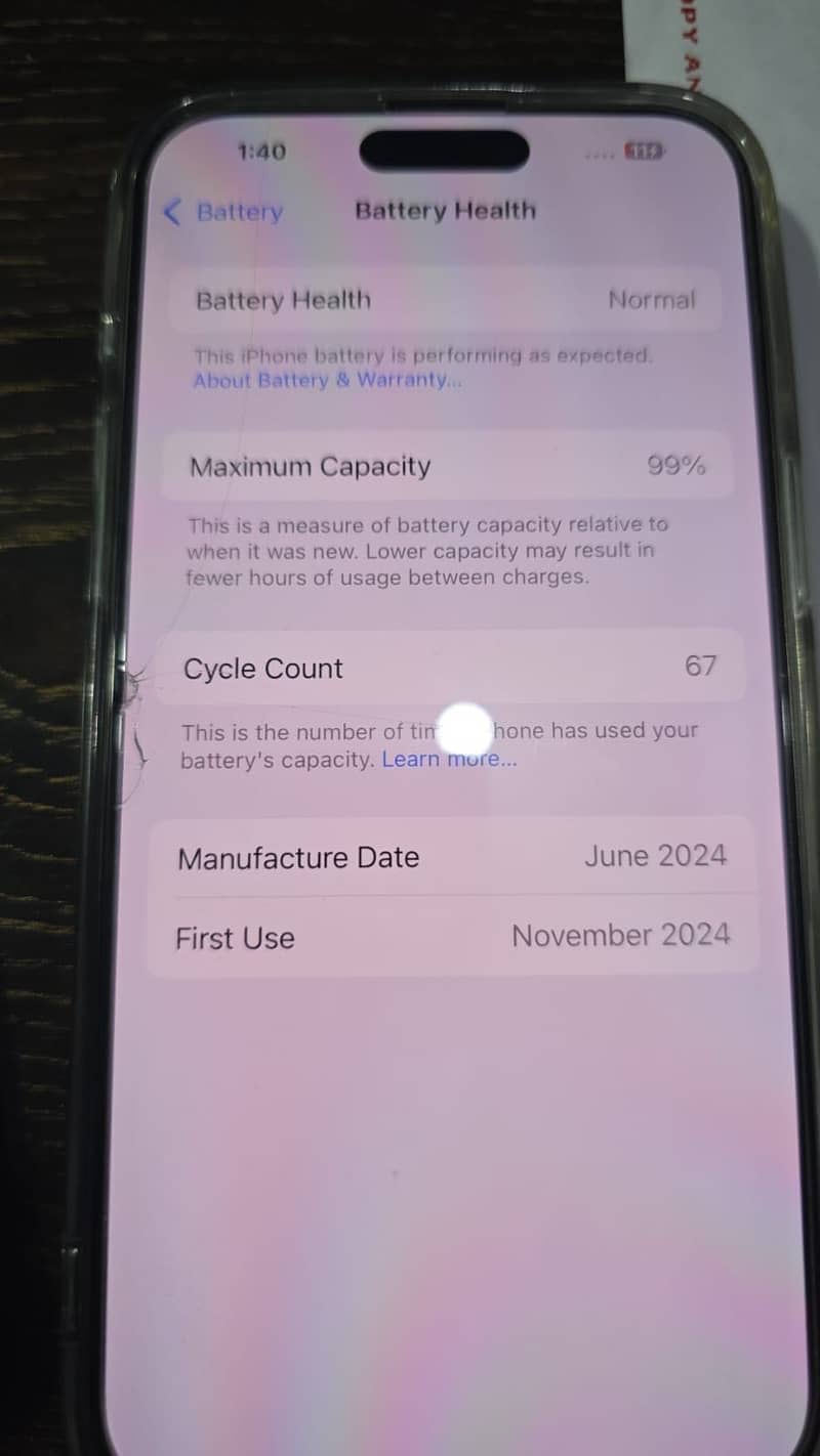 Apple iPhone 15 Pro Max – 99% Battery Health, Minimum Cycle Count 2