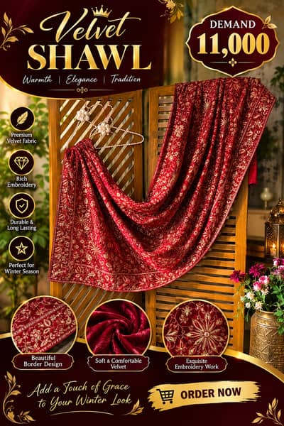 Pure Velvet Embroidery Shawl Full size/ for sale