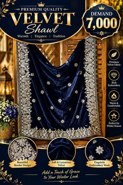 Pure Velvet Embroidery Shawl Full size/ for sale