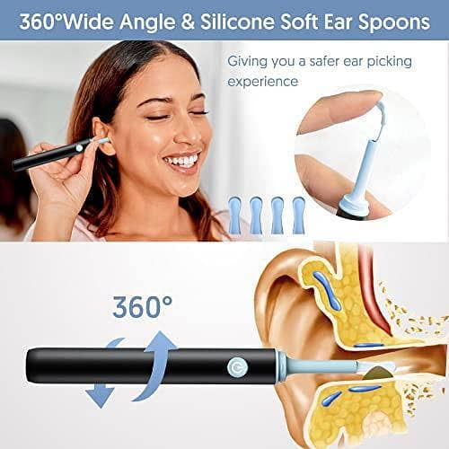 Smart Wireless Ear Cleaner with 1080P HD Otoscope Camera | LED Light Ear Inspection Tool with Visual Earwax Removal Kit | Digital Ear Cleaning Device for Ear Canal Viewing and Personal Ear Care