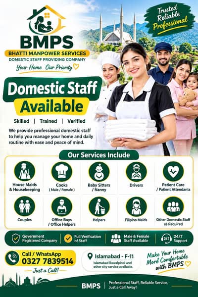 Maidsservices,Cooks,Drivers,PatientCare,BabyCare,Home Staff Available