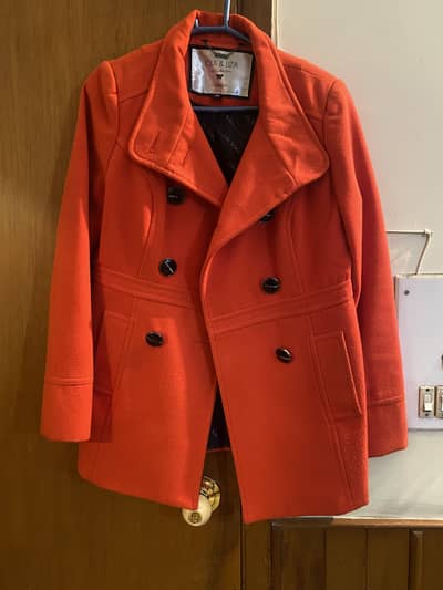 Lola and liza very smart very warm orange coat size xs (34)