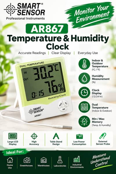 AR867 Smart Sensor Humidity Temperature Meter In Pakistan