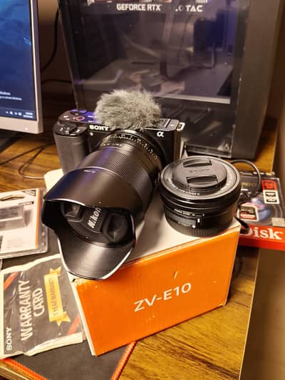 Sony ZV-E10 with kit lens+ Viltrox 23mm f1.4 +complete accessories.
