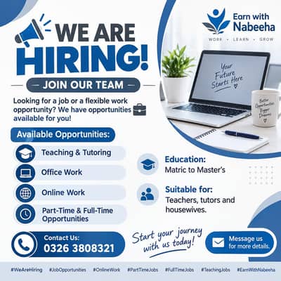 We are hiring male and female staff