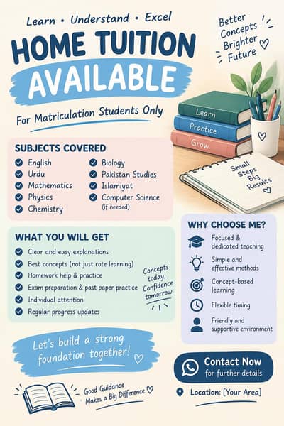 Home Tuition Available for Students